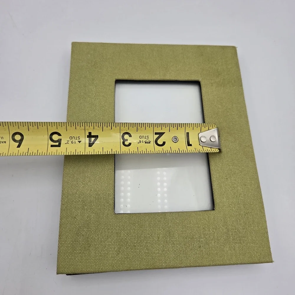 Vintage Olive Green fabric Photo frame Picture Size 3 1/2